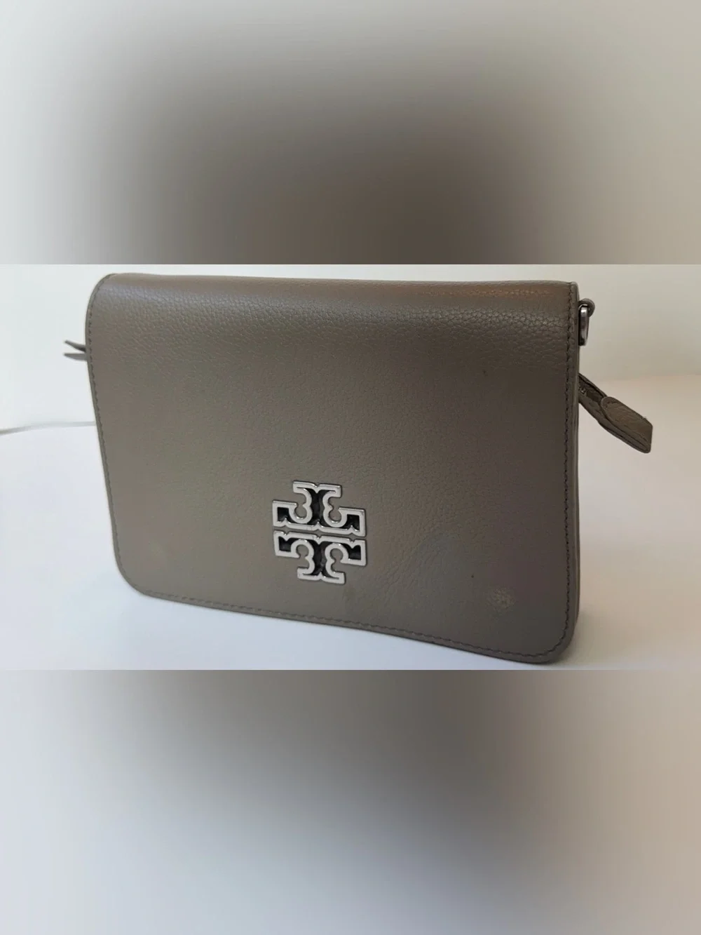 Tory Burch Pebbled Leather Crossbody in Light Taupe